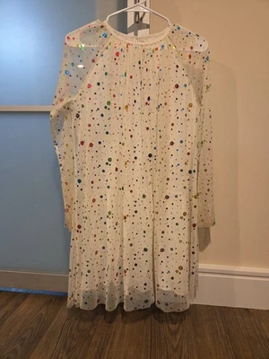 Stella McCartney Kids Girls Sz 14,13, White Tulle  Metallic circles  Long Sleeve - Image 1 of 4