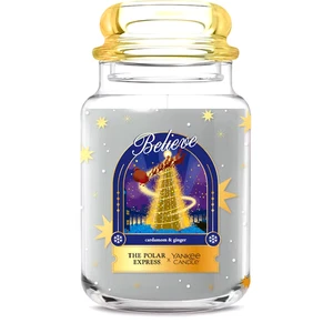 Yankee Candle Christmas Polar Express "BELIEVE" ~ grande 22 once ~ ETICHETTA BIANCA ~ NUOVO - Foto 1 di 1