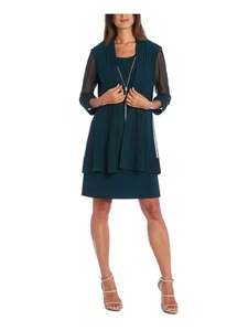 R&M RICHARDS Womens Green Stretch Sheer Evening Jacket Petites 10P - Picture 1 of 6