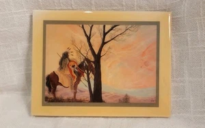 Bill Rabbit Native American Tile Art Crystal Wall Hanging Warrior On Horseback - Picture 1 of 9