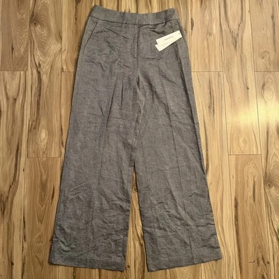 Pantalón Calvin Klein Whitney Mezcla de Lino Azul Claro Gris Pierna Ancha Talla 12 Nuevo con Etiquetas Foto 1 de 4