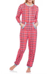 Secret Treasures Coral Plaid Non Footed Pajama One Piece Union XL LASTONES - Picture 1 of 4