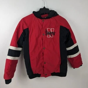 Vintage Nebraska Huskers Team Athletics Jacket Coat Zip Up Hooded - Picture 1 of 12