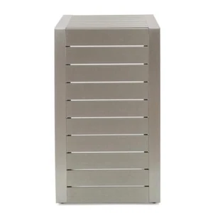 Noble House Outdoor Accent Table 15 "x 24" Rectangle Aluminum Frame Silver - Picture 1 of 9