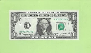 1963A ..UNCIRC $1  H 8057 9774 B  .... 1963A $1  H-B      NICE NOTE        FRN - Picture 1 of 2