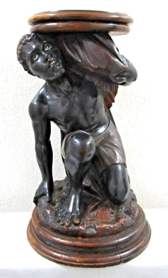 Italian Venetian Polychrome and Ebonized Wood Blackamoor Table Stand circa 1870 - Image 1 of 4