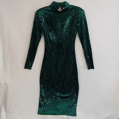 Steve Madden Women's Evelina Velvet Shimmer Sequin Green Midi Dress Size S NWT - Image 1 of 4