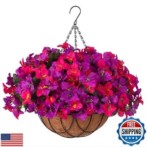 Artificial Hanging Baskets Fake Flowers, Plants for Outdoor Spring Decoration - Picture 1 of 5