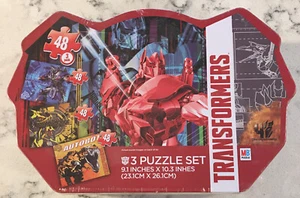 NEW * 2014 MB TRANSFORMERS 3 - 48 PIECE 9.1" X 10.3" PUZZLES IN COLLECTIBLE TIN - Picture 1 of 6
