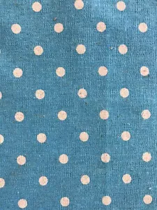 linen mochi dot MoMo moda fabrics turquoise off white natural polka dot 1 yard - Picture 1 of 5