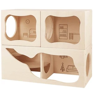 Hamster Hideout Wooden HouseHamster Multi Chamber HideoutSmall Animal Habitat... - Picture 1 of 6