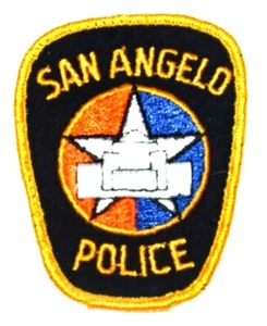 SAN ANGELO TEXAS TX Sheriff Polizei Aufnäher VINTAGE ALTES MESH KÄSETUCH 3,5" GEBRAUCHT  - Bild 1 von 2