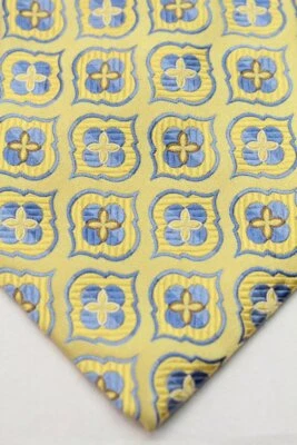 Corbata XMI Platino Seda Azul Amarillo Floral Texturizada Corbata Geométrica EE. UU. Foto 1 de 4