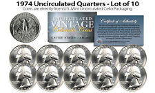 1974 US MINT QUARTERS Uncirculated Coins from U.S. Mint Cello Packs (QTY 10)