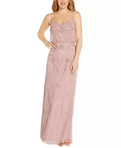 ADRIANNA PAPELL Petite Sleeveless Beaded Blouson Gown Dusted Petal Size 10P $199 - Picture 1 of 3