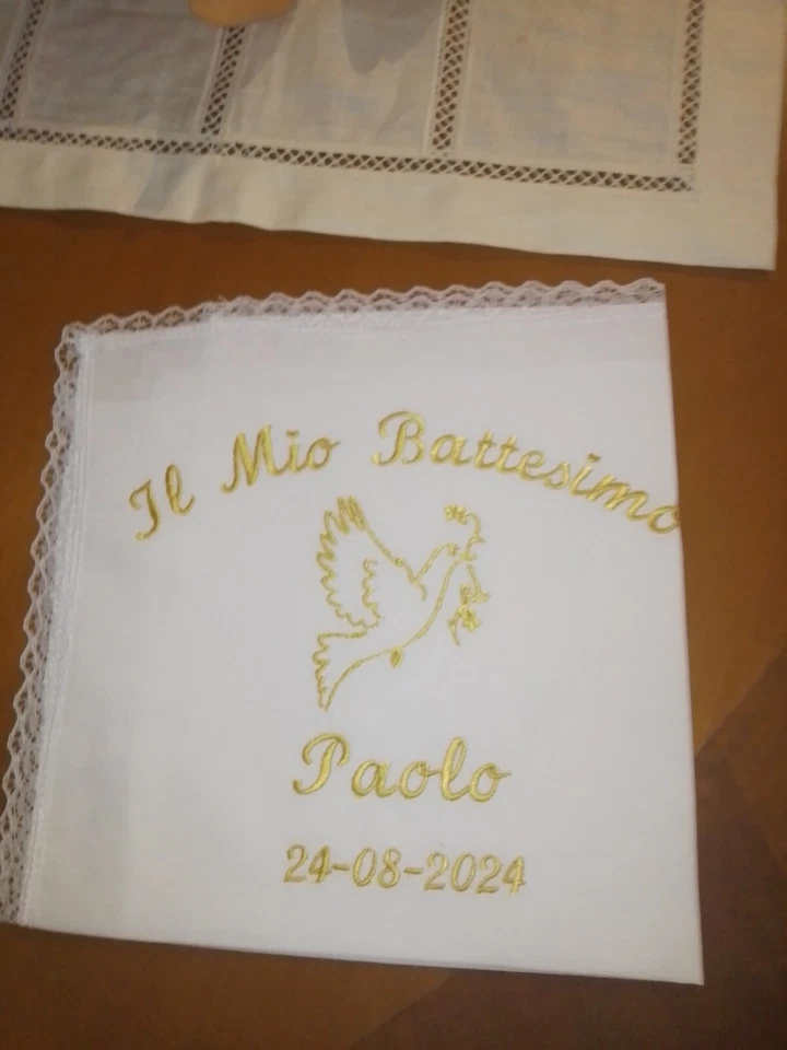  Fazzoletto  Battesimo Ricamato  - Immagine 1 di 1
