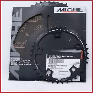 NUEVO DE LOTE MICHE PLATO COMPACTO 38T 110 BICICLETA DE CARRERAS DE CARRETERA BICICLETA ITALIA INTERIOR NEGRO - Imagen 1 de 3