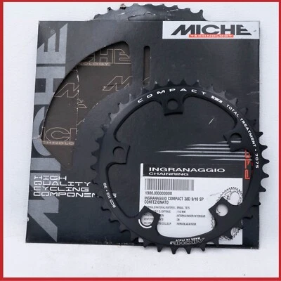 NUEVO DE LOTE MICHE PLATO COMPACTO 38T 110 BICICLETA DE CARRERAS DE CARRETERA BICICLETA ITALIA INTERIOR NEGRO Foto 1 de 3