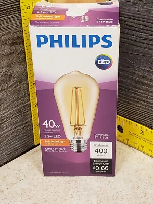 40 Watt 40w Phillips ST19 LED Dimmable Soft White Light Bulb 400Lmn - Image 1 of 4