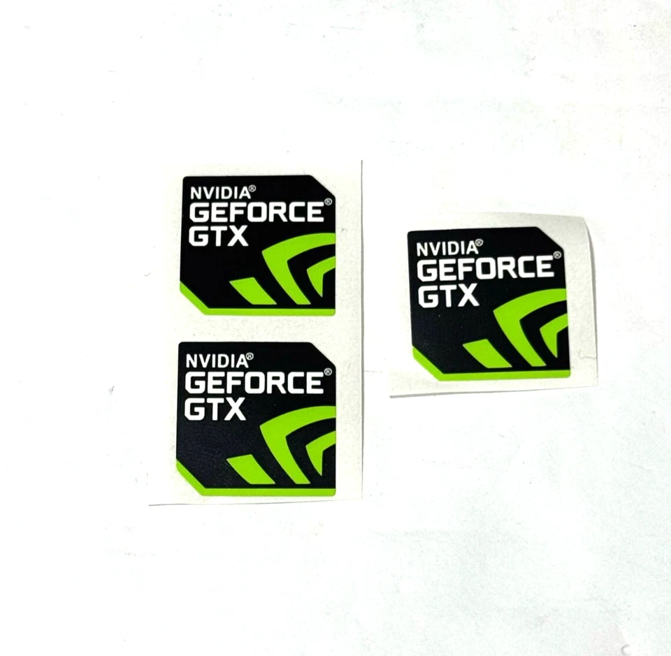 3 pezzi NVIDIA GEFORCE GTX adesivo etichetta logo decalcomania custodia badge 18 mm x 18 mm - Immagine 1 di 1