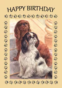 KING CHARLES ENGLISH TOY SPANIEL DOG BIRTHDAY GREETINGS NOTE CARD - Picture 1 of 1