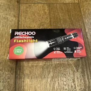 Rechargeable Flashlights 2 Pack, RECHOO High Lumens LED Tactical Flashlight - Picture 1 of 8