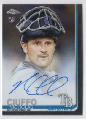 2019 Topps Chrome Rookie Autographs Nick Ciuffo Auto Tampa Bay Rays #RA-NC R91 - Image 1 of 2