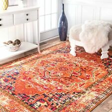 nuLOOM Traditional Bohemian Vintage Area Rug in Orange, Navy, Yellow, Red