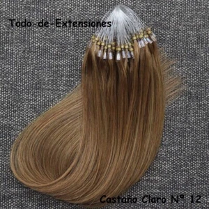 200 Extensiones Micro Ring, PELO NATURAL, 55 Cm De Largo, CASTAÑO CLARO 12 - Imagen 1 de 15