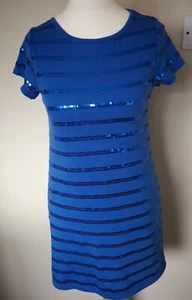 Papaya Blue Sequin T Shirt Dress Size 8 Retro Y2k - Picture 1 of 6