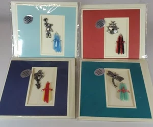 Rare Vintage Candle Light Cards SET OF 4. Bear, Ladybug, Dragon Fly, Ballons - Picture 1 of 13