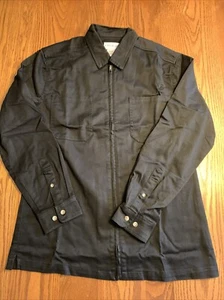 CAMICIA JOHN BLAIR uomo nera denim zip davanti L/S taglia M nuova con etichetta - Foto 1 di 5