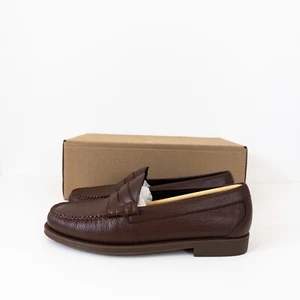 G.H. Mocasines Bass Weejuns Larson Penny Reino Unido 8 cuero tostado texturizado sin cordones - Imagen 1 de 21