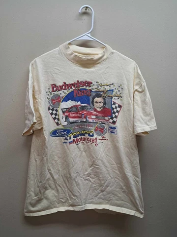 Vintage 1980's NHRA Budweiser King Kenny Bernstein T-Shirt Men's XL Cover
