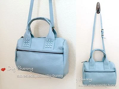 ZARA 铆钉保龄球包带斜挎包肩带浅蓝色 8432/304 — 第 1/3 张图片