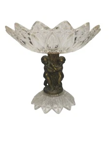 Vintage Hollywood Regency Crystal Centerpiece With Brass Cherubs - Picture 1 of 11