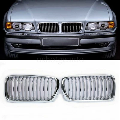 Front Kidney Grille Grill Chrome Hood 2Pcs For BMW E38 740i 740iL 4Dr 1999-2001 Foto 1 de 4