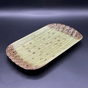 Vintage RARE MCM Bordallo Pinheiro Majolica Asparagus Plate 10.5" x 6" Excellent - Picture 1 of 10