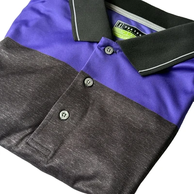 Polo de golf PGA Tour ProSeries XL para hombre poli atlético elástico negro gris púrpura Foto 1 de 4