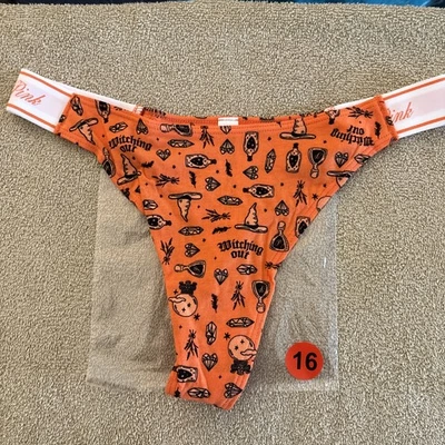 Bragas Tanga Rosa Por Victorias Secret Pequeñas Naranja Logo Halloween Foto 1 de 4