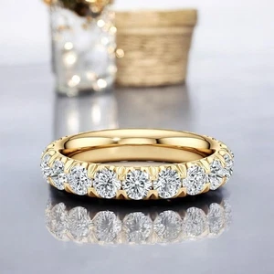 Fascia Eternity Oro Giallo 18K Certificata 3 Carati Diamante Taglio Tondo... - Foto 1 di 6