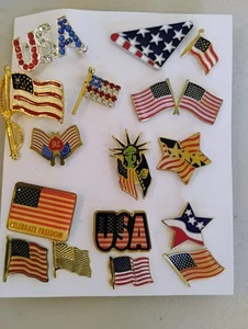 Grupo de 37 prendedores temáticos patrióticos americanos diferentes formas y tamaños - Imagen 1 de 3