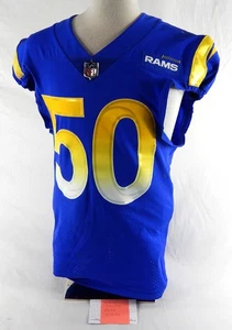 Camiseta deportiva azul usada de Los Angeles Rams Samson Ebukam #50 2020 saludo al servicio - Imagen 1 de 12