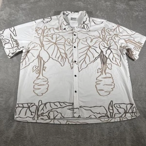 The Hawaiian Force Hemd Herren 3XL weiß braun Kalo Taro Hilo Aloha Knopfleiste - Bild 1 von 9