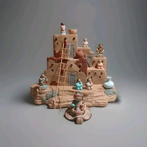 Whitefeather Studios RIESIGE 20 Pfund! Amerikanische Ureinwohner Adobe Pueblo 9,5 x 14 Zoll Keramik  - Bild 1 von 22