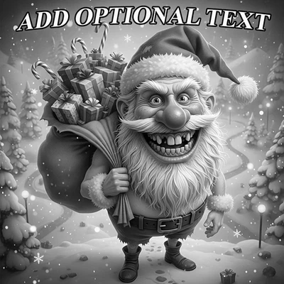 Christmas Laser Engraved exaggerated Santa Wood Plaque 10x10 Personalized Gift - Image 1 of 4