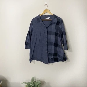 Habitat Clothing Size:XL Gray & Black Plaid Printed Button Down Top - Picture 1 of 6