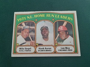 Carta 1972 Topps #89 HANK AARON-WILLIE STARGELL-LEE MAY Homerun Leaders! - Foto 1 di 11