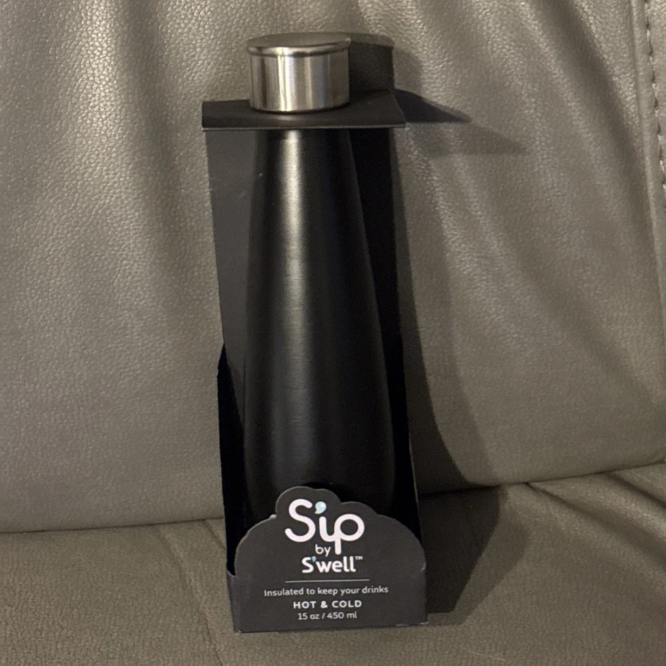 Sip by Swell Insulated Water drink Bottle Thermos Hot Cold 15oz Black Licorice - Image 1 of 1