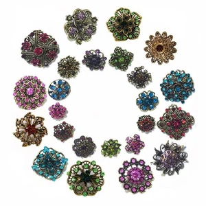 24Pcs Rhinestone Brooches Pins Vintage Crystal Decorative Lapel Pins for Wedding - Bild 1 von 6